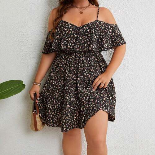 Women's Plus Size Floral Dress Sleeveless Holiday Bohemian