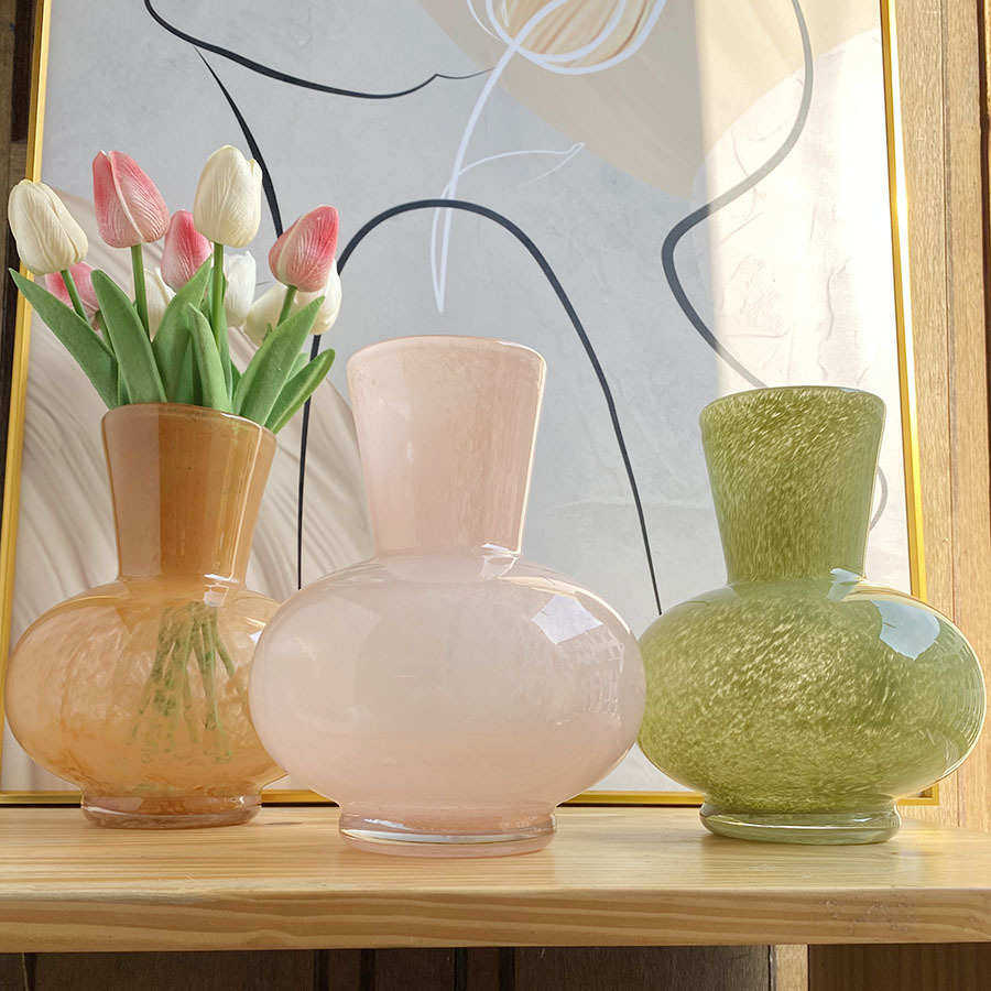 多巴胺彩色肌理法式复古高级手工琉璃水培瓶玻璃花瓶客厅玄关插花,家居饰品,花瓶,淘宝优惠券,粉丝福利购,淘宝优惠卷