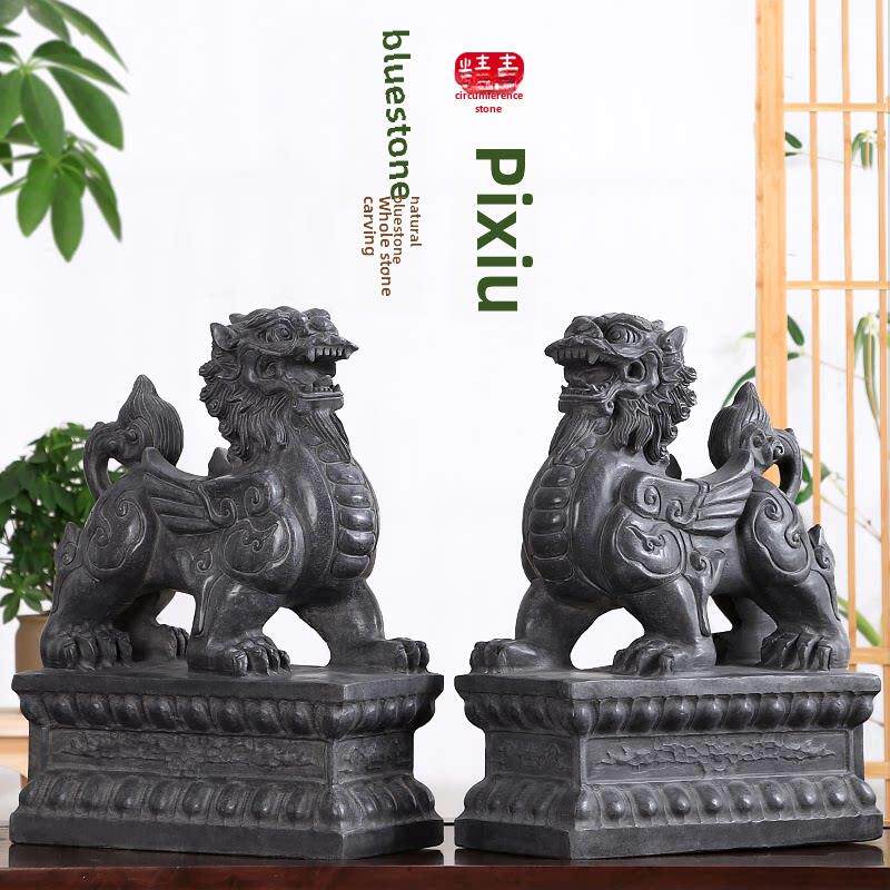 石雕貔貅门口一对摆件石貔貅公母一对镇宅招财八方来财办公室皮丘