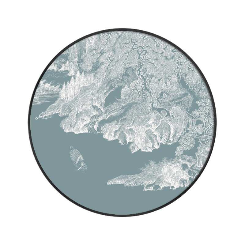 新中式禅意装饰画入户玄关圆形挂画软装样板房客厅沙发背景风景画