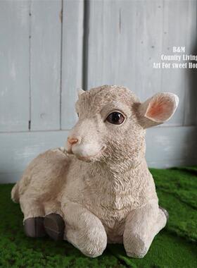 百亩户外园林装饰庭院模拟动物小羊羊点缀公园田园园林树脂造景