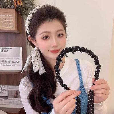 Dotted bow hair hoop, new fashionable and elegant hair band,