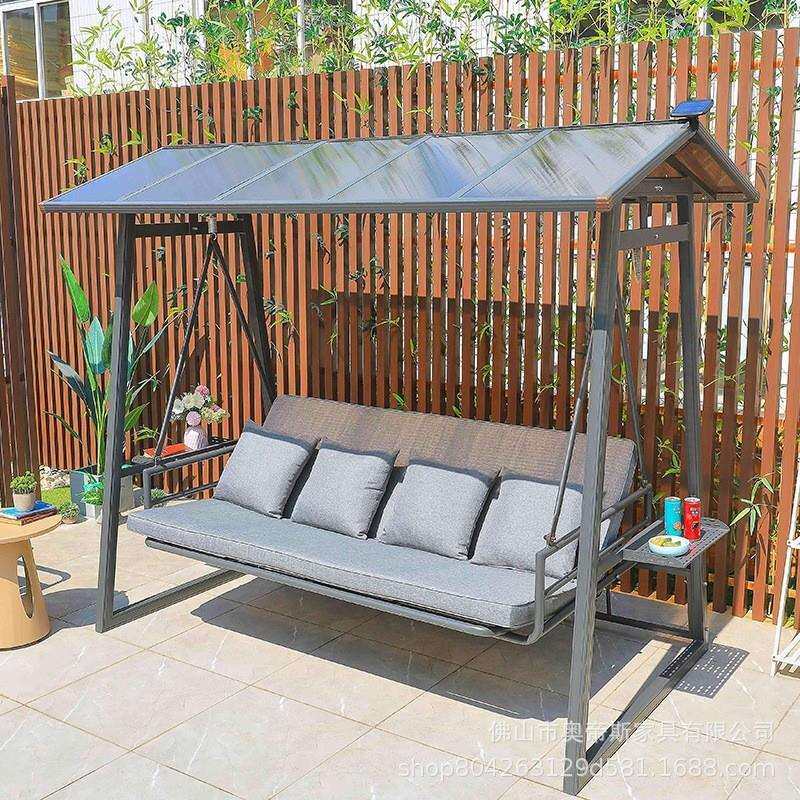 户外秋千庭院双人摇椅阳台室外吊床椅子家用太阳能网红荡秋千吊椅