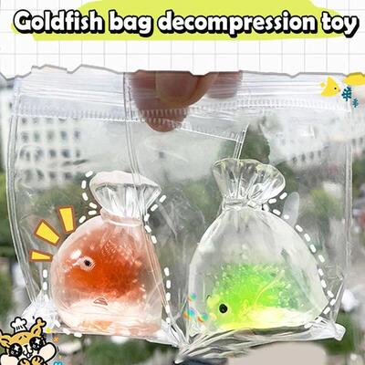 Squishy Toy Goldfish Bag Mochi Soft Rubber Toy Cute Goldfish