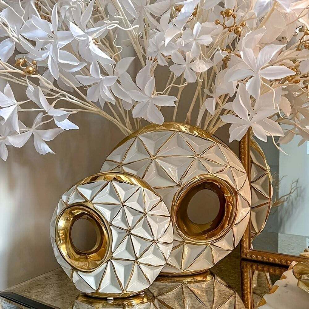 高级感姜罐现代装饰罐奢华白金花瓶北欧家居卧室客厅餐桌摆件花瓶