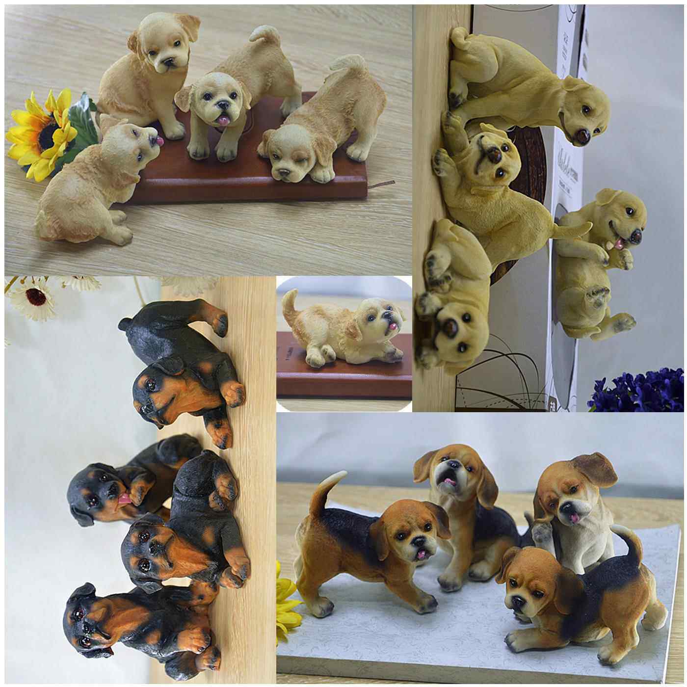 仿真树脂小狗狗模型摆件 可爱金毛拉布拉多巴吉度罗威纳宠物幼犬