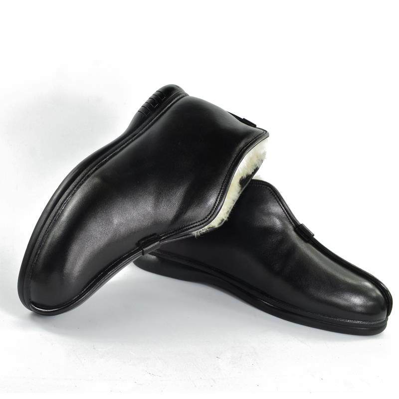 新款棉鞋真皮中毛羊一体老北京布鞋冬男季老年加绒保暖爸爸老头鞋