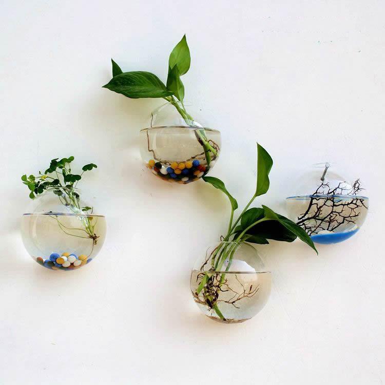 创意壁挂式花 半圆透明水培玻璃工艺品 居家装饰品厂家
