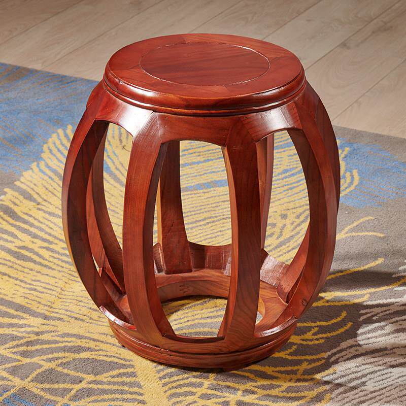 全实木鼓凳花梨木色圆凳仿古新中式茶椅茶凳古筝琴凳矮凳茶桌琴凳