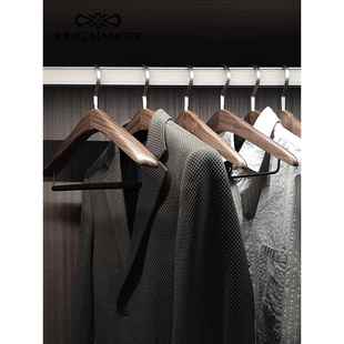 金黑领间结高端胡桃实衣架高级衣柜木衣帽间专用样板原木木EQA质