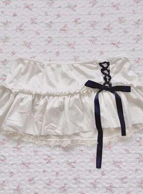 Aesthetic Satin Cute Skirt Punk Lace Harajuku White Y2K Bott