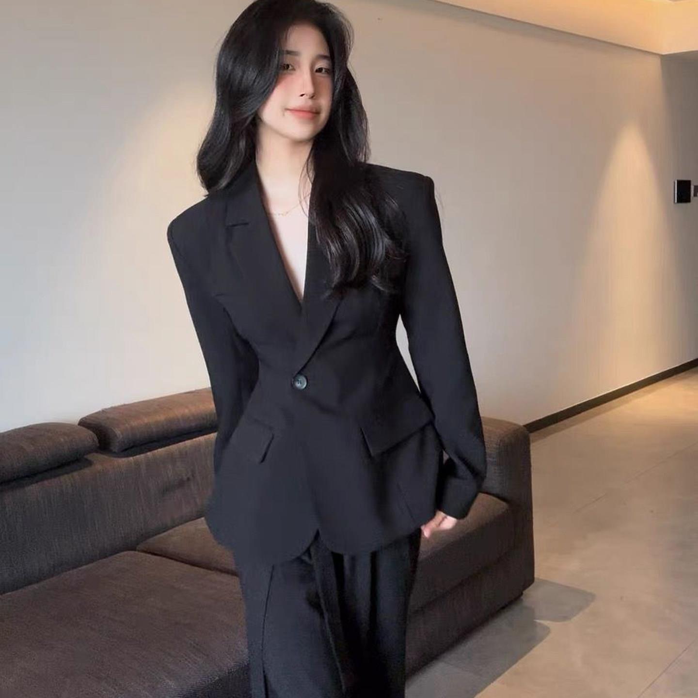 韩国女春秋高端气质西装两件套名媛收腰休闲阔腿裤职业装通勤西服
