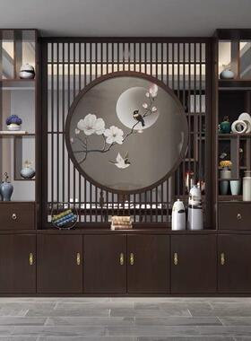 新中式客实木屏风隔断办一公户体酒店大堂sxsH9SMT进门酒柜厅玄关