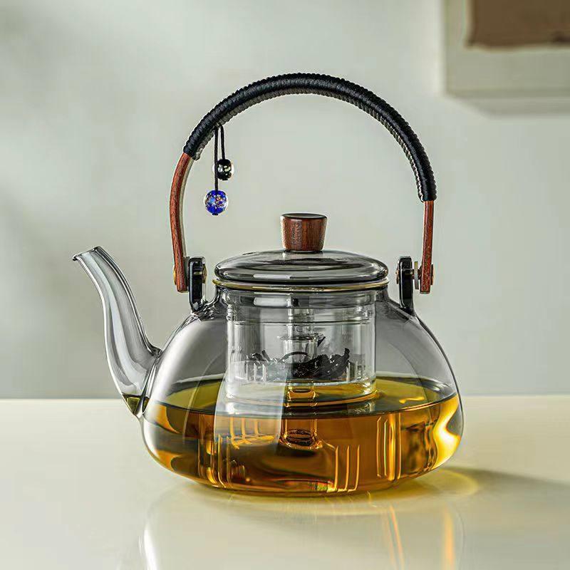 煮茶器玻璃烧水壶蒸煮茶壶黑晶炉白茶家用茶具小型养生煮茶炉套装