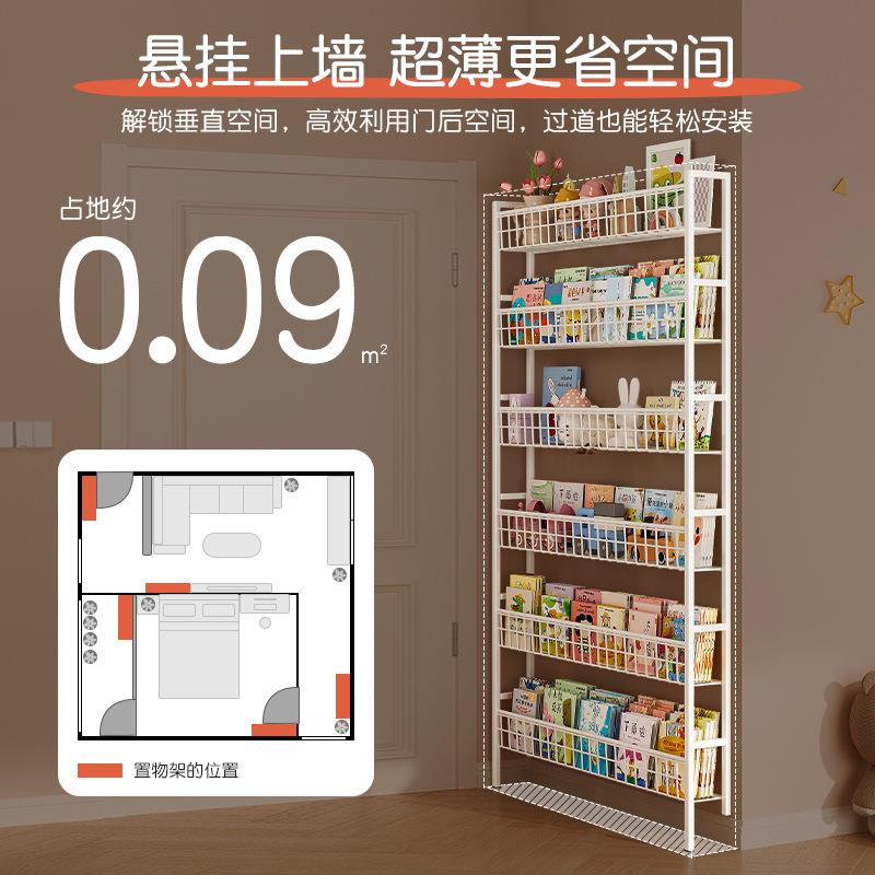 门后置物架铁艺超薄书架落地儿童简易极窄夹缝墙上壁挂家用收纳柜图片