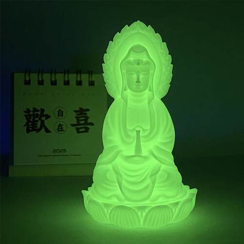 夜光发光双面观音坐莲佛像南海观音菩萨净水瓶桌面创意车载摆件