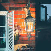 庭院露台墙饰壁挂装 铁艺悬挂做旧玻璃风灯 园艺杂货 爱上花园