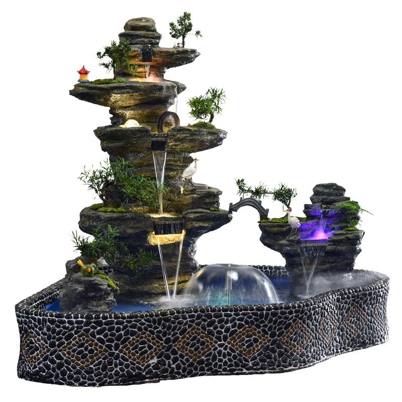 大型假山生财流水喷泉鱼缸摆件户外别墅花园庭院装饰鱼池景观造景