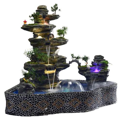 大型假山生财流水喷泉鱼缸摆件户外别墅花园庭院装饰鱼池景观造景