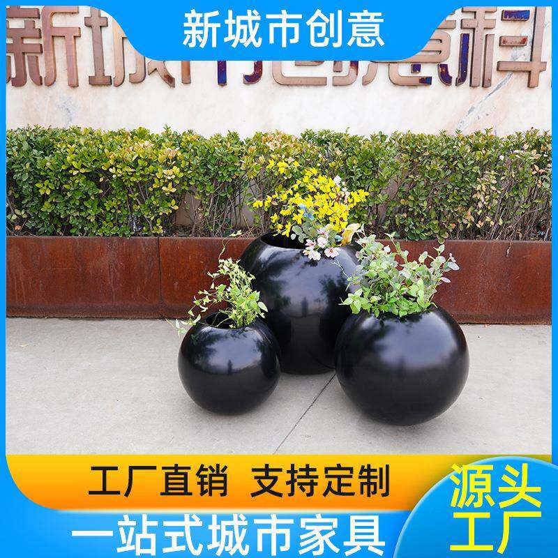 不锈钢花坛组合室内花器时尚圆形花钵商场酒店办公室花器花钵