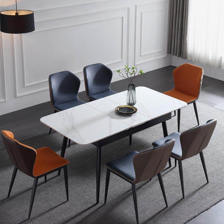 岩板餐桌长方形可伸缩加长小户型家用2026新款折叠饭桌餐桌椅组合