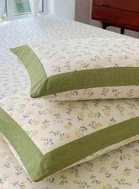 纯CW老粗布床单单件人100全棉碎花亚单棉麻麻宿棉舍被单枕套2三件