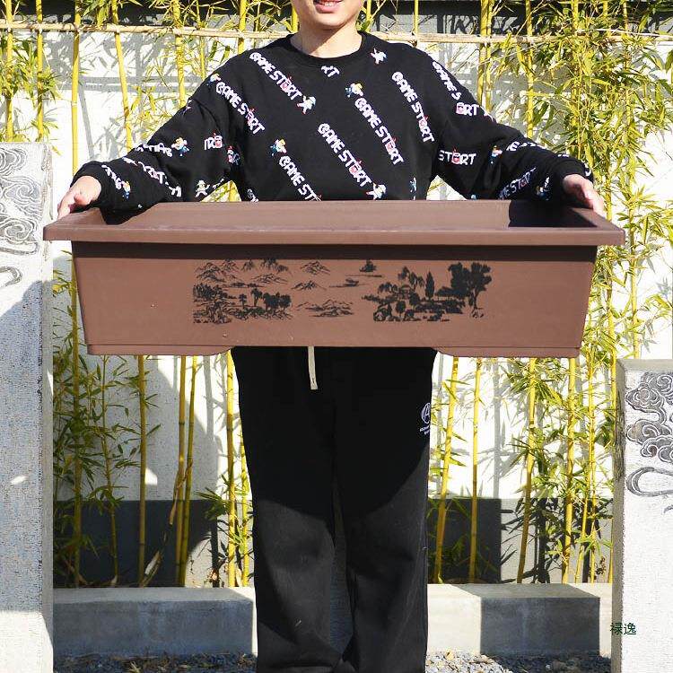 盆景盆特大仿紫砂花盆长方形塑料假山吸水石树桩户外马槽花盆