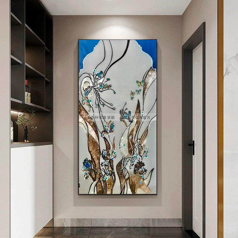 珐琅彩画入户玄关走廊过道装饰画客厅餐厅挂画卧室现代简约壁画