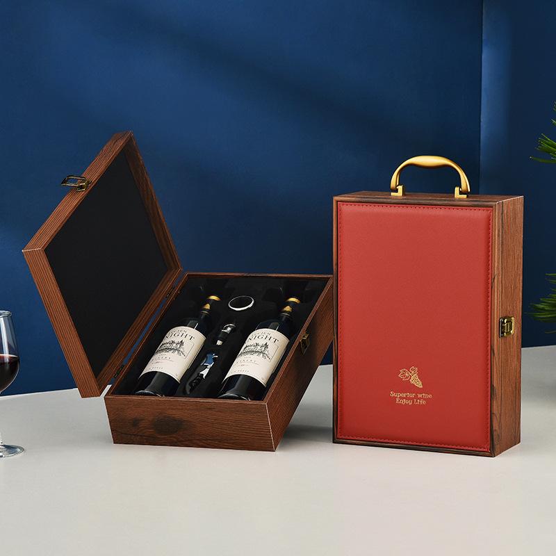 葡萄酒红酒红酒木箱木质酒水包装