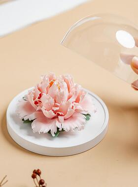 创意德化白瓷纯手工陶瓷手捏牡丹花摆件家用送礼工艺品瓷花装饰品