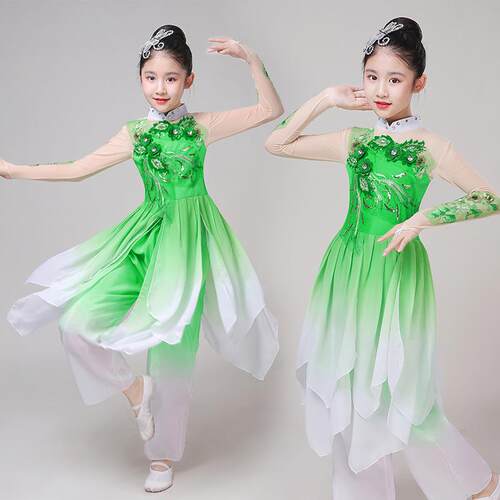 儿童古典舞演出服女童茉莉花秧歌舞新款幼儿民族扇子伞舞蹈服飘逸