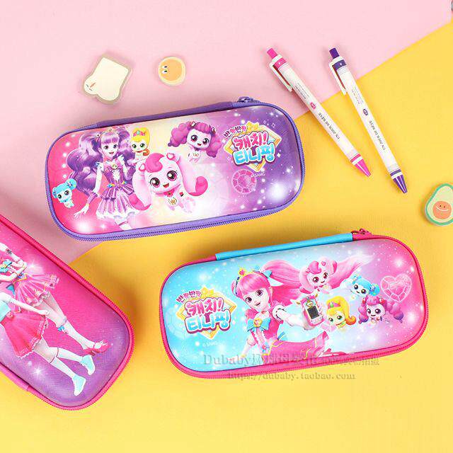 韩国正品儿童笔袋萌可小学生铅笔盒女孩卡通硬壳文具盒正品EVA