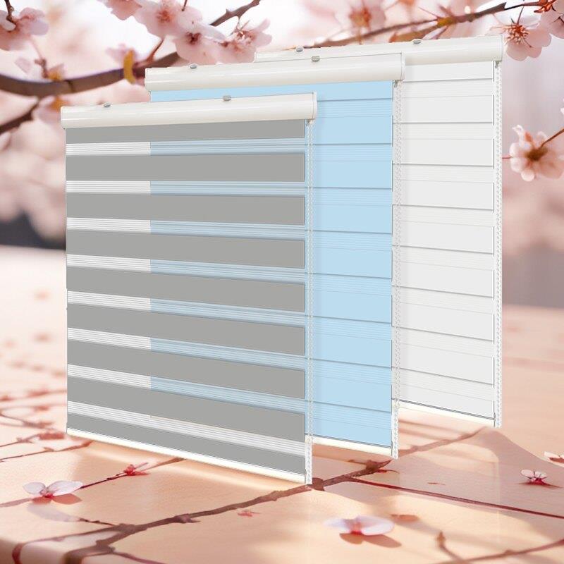 双层柔纱帘百叶窗卷帘免打孔遮光办公遮挡厨房浴室卧室卷拉式成品