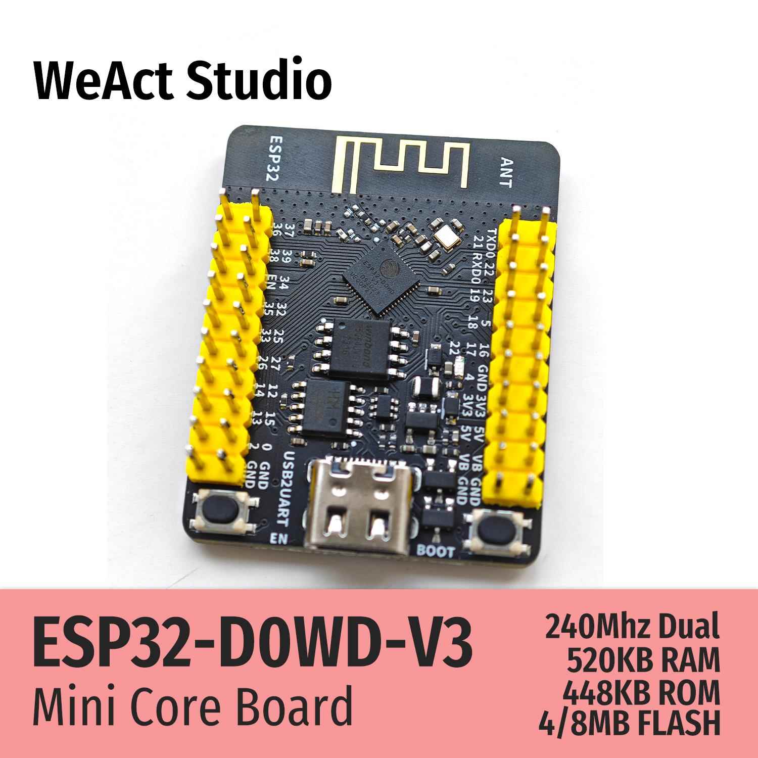 WeAct ESP32-D0WD-V3 核心板 小系统板 WIFI 蓝牙 开发板