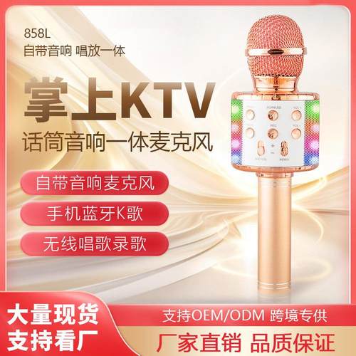 跨境爆款WS858L无线蓝牙K歌电容麦克风家用手机电脑唱歌音响话筒