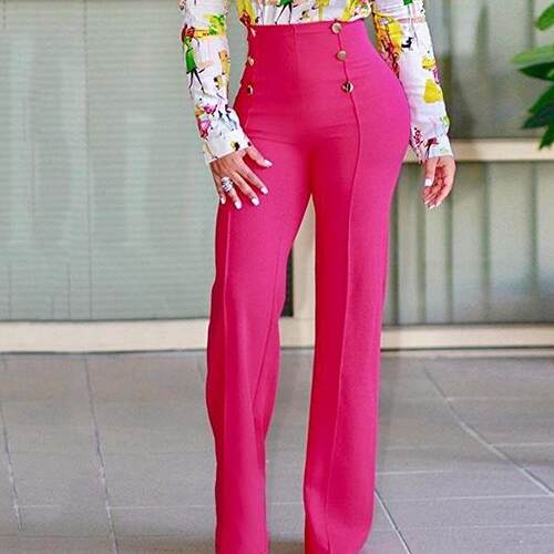 Women's double flared pants with slight elasticity and