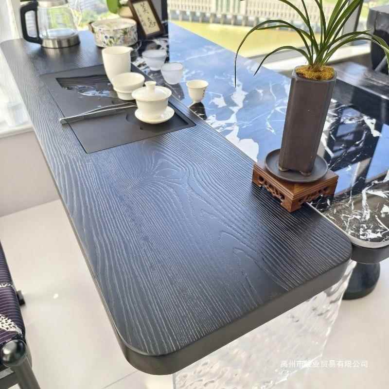 轻奢阳台茶实合木桌椅组亚克悬浮岩板泡茶桌茶桌法力式NTL网红款