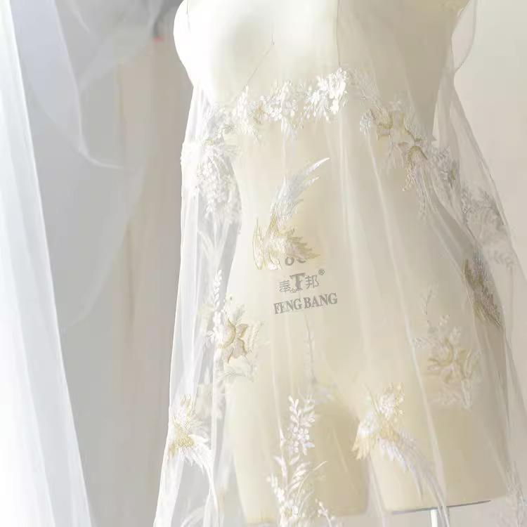 新款直销鸟语花香刺绣蕾丝花边辅料 婚纱礼服手工diy面料服装演出