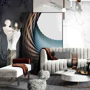 大幅大尺寸装 0723画景落地画巨幅轻奢壁 饰客抽象建筑玄关厅背Y20