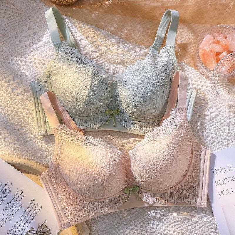 新款直销夏季新款蕾丝无痕内衣薄款少女性感小胸聚拢无钢圈调整型