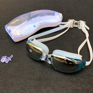 直销新款 9800男女游泳镜防水防雾高清一体泳镜炫彩电镀防紫外线泳