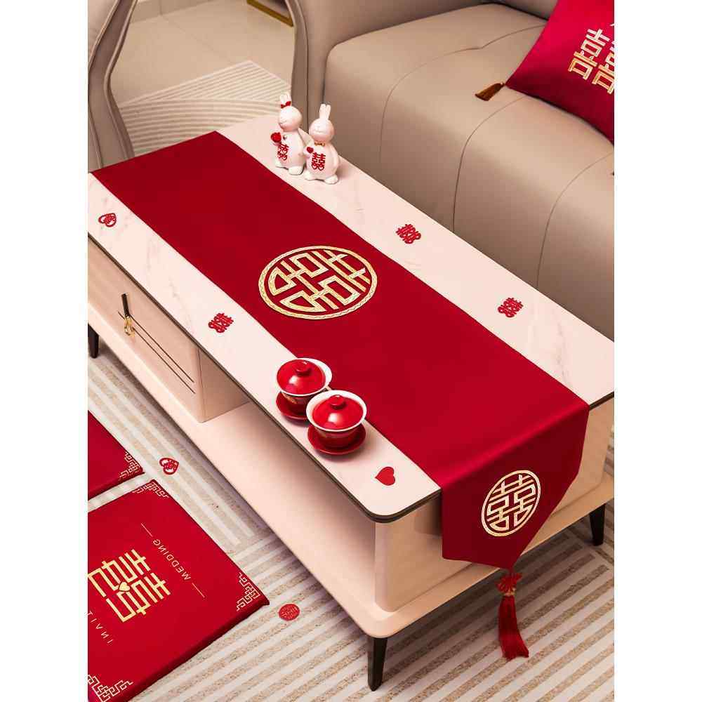 新款结婚布置婚房装饰结婚桌旗红色茶几桌布婚房布置装饰餐桌电视,节庆用品/礼品,创意礼盒/礼品套组,淘宝优惠券,粉丝福利购,淘宝优惠卷