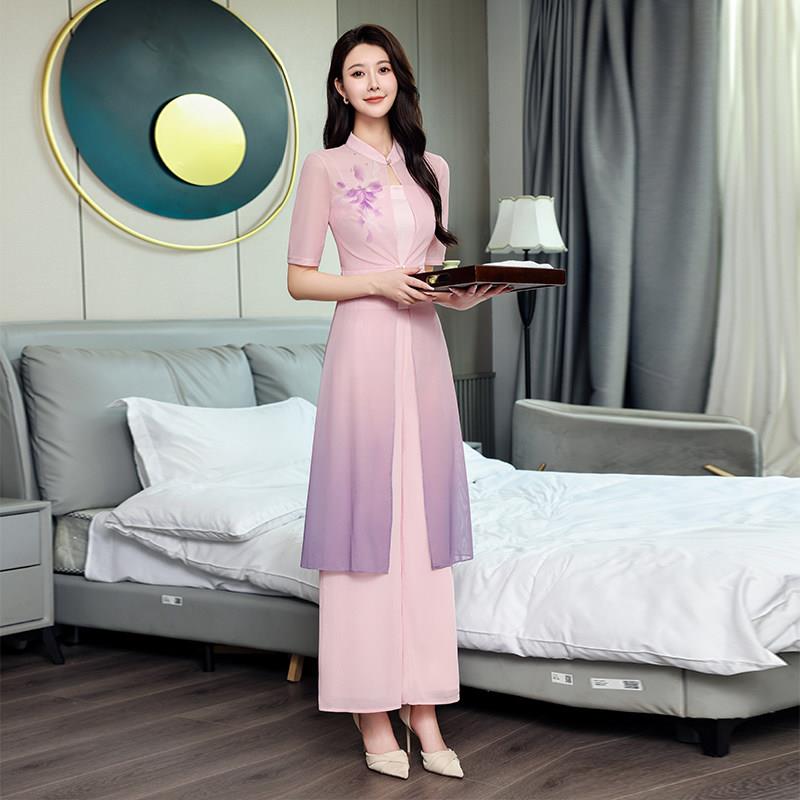 国风养生师高端足浴工服套装气质上班足疗采耳师服装美容师工作服