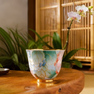 锦绣前程真金茶盏主人杯 省大师肖建辉手工陶瓷茶杯普洱杯家用杯