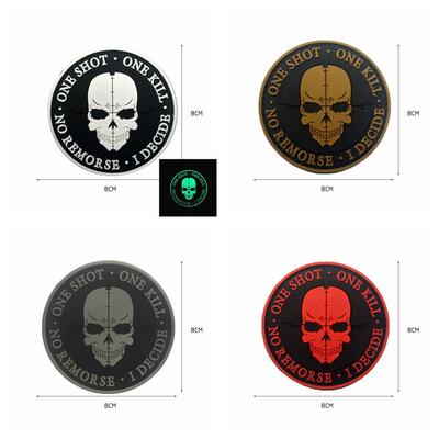 3D PVC Skull Rubber Patches No Knife No Life Tactical Milita