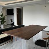 北黑桌985胡桃木板实木大板桌面美板岛台书桌转角面实木板桌餐板