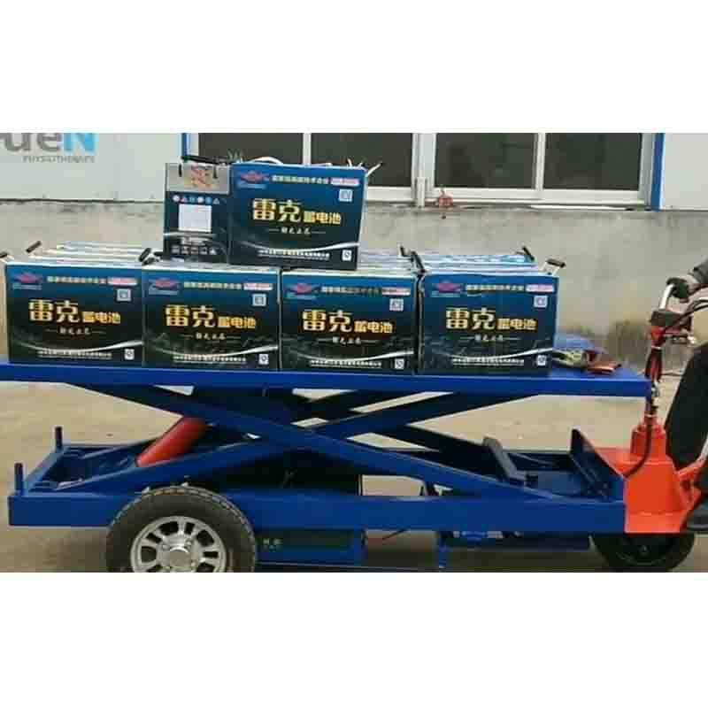 四轮座驾电动升降车平板手推堆高车移动平台作业升高搬运车