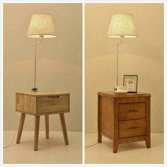 可定做中式北欧落地灯卧室简约可选手机遥控实木灯床头柜立式哺乳