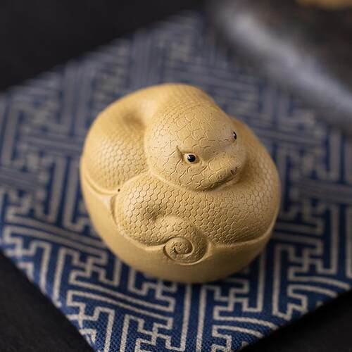 赵永辉如意灵蛇小金蛇紫砂招财茶宠摆件精品可养手工茶玩家居装饰