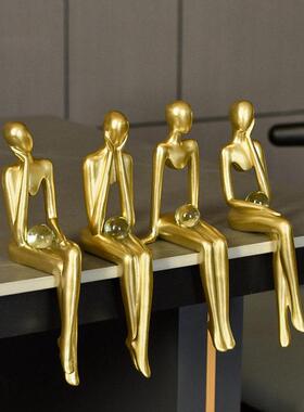 北欧轻奢坐姿抽象人物艺术摆件家居玄关客厅样板房创意树脂工艺品